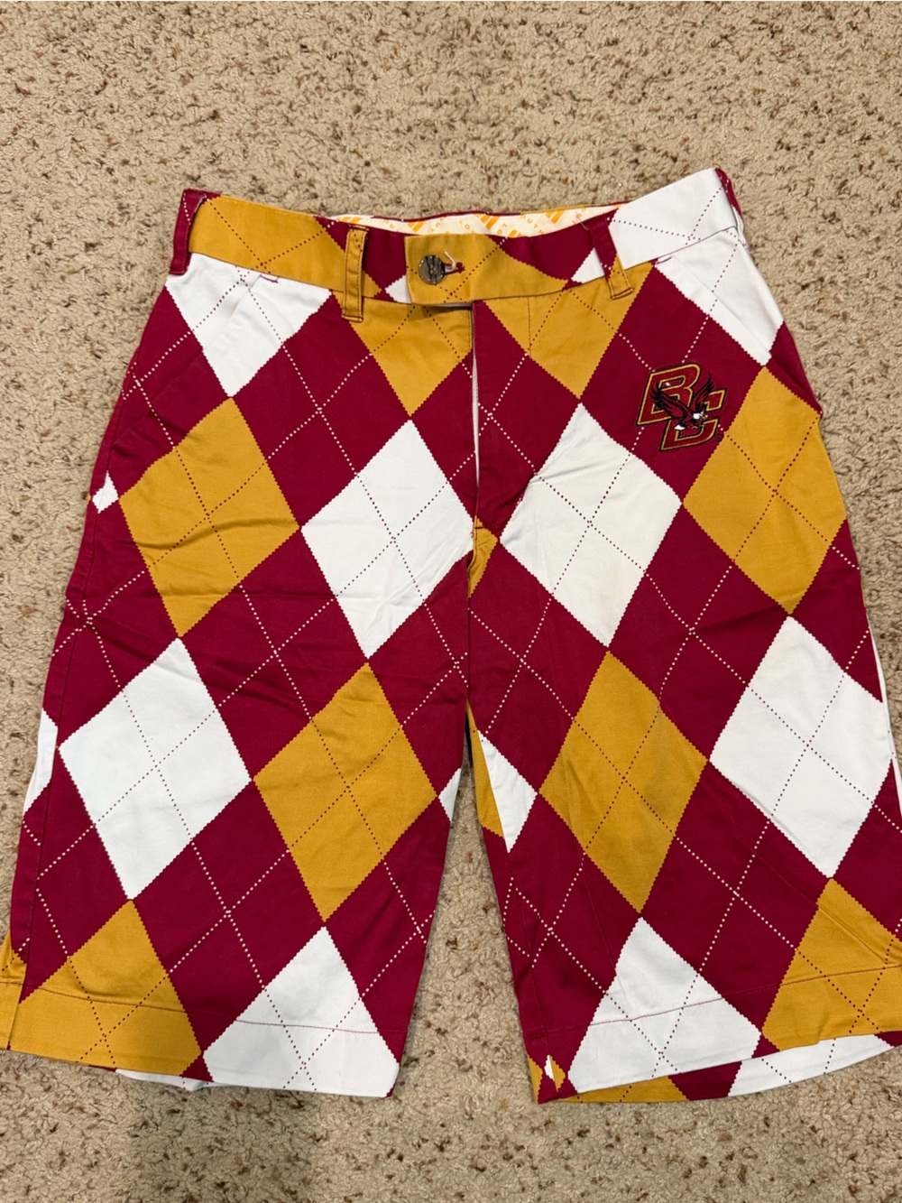 Boston College Loudmouth golf shorts, 30 waist, 12.5 in inseam